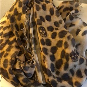 Alexander McQueen leopard and skull print scarf.